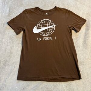 Nike Brown Tee with White Air Force 1 Globe